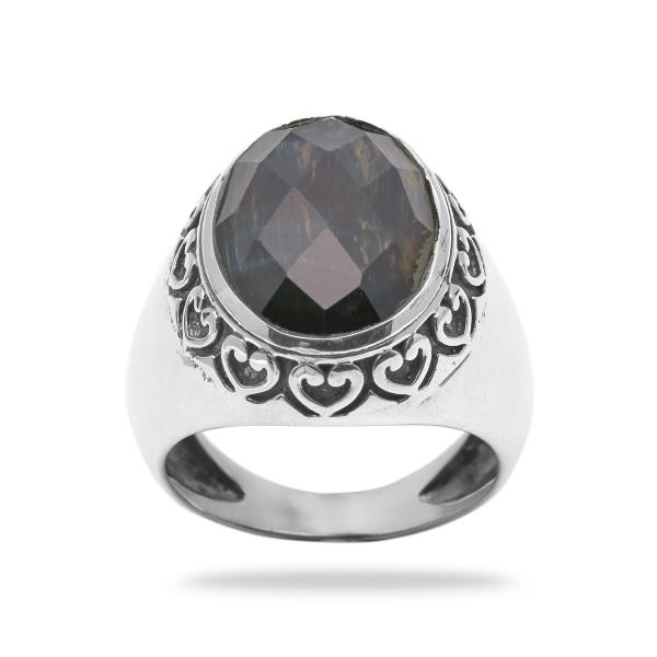 Bague onyx argent Heart